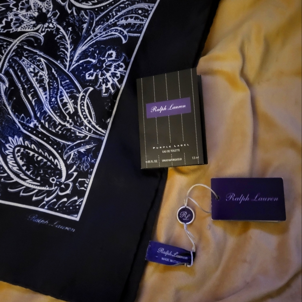 Ralph Lauren Purple Label, $195 scarf/pocket square, NWT, Italian made